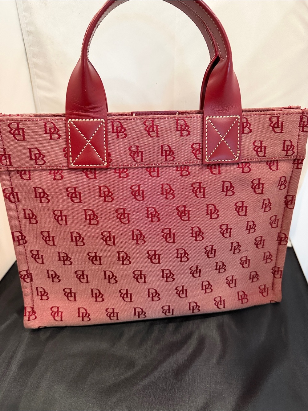 Vintage Dooney & Bourke Pink Red Monogram Canvas Tote Bag Y2K - Wow Condition